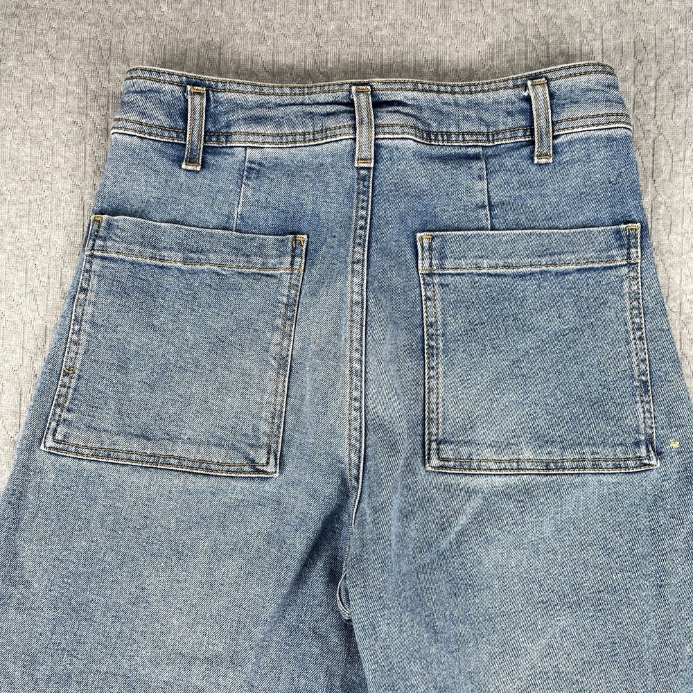 Zara Y2K 90s baggy Wide Leg High-Rise‎ Jeans Women 6/26X30 light wash Raw Hem - Picture 11 of 12